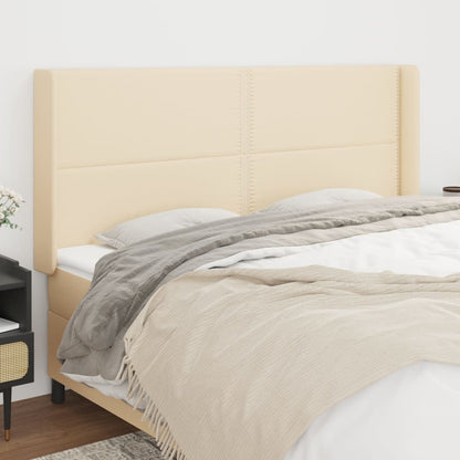 Čelo Postele Typu Ušák Krémové 183X16X118/128 Cm Textil