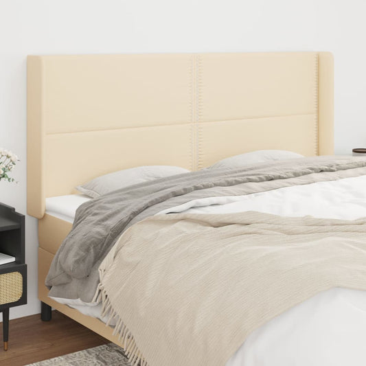 Čelo Postele Typu Ušák Krémové 183X16X118/128 Cm Textil