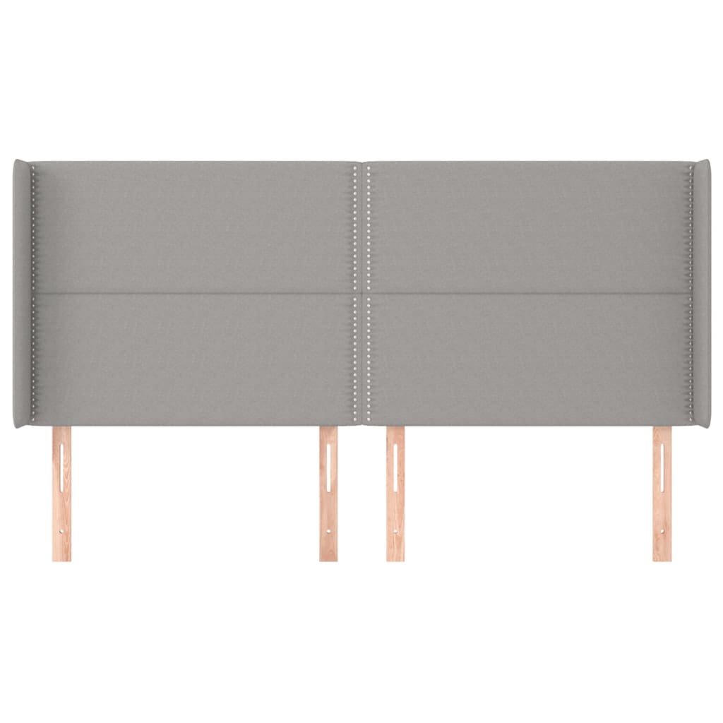 Čelo Postele Typu Ušák Světle Šedé 203X16X118/128 Cm Textil
