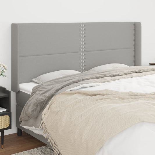 Čelo Postele Typu Ušák Světle Šedé 203X16X118/128 Cm Textil