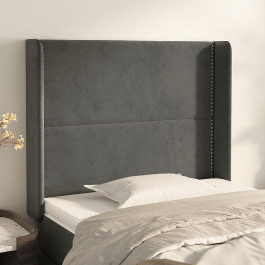 Čelo Postele Typu Ušák Tmavě Šedé 83X16X118/128 Cm Samet