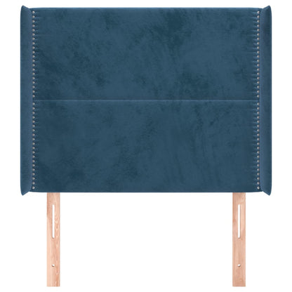 Čelo Postele Typu Ušák Tmavě Modrá 83X16X118/128 Cm Samet