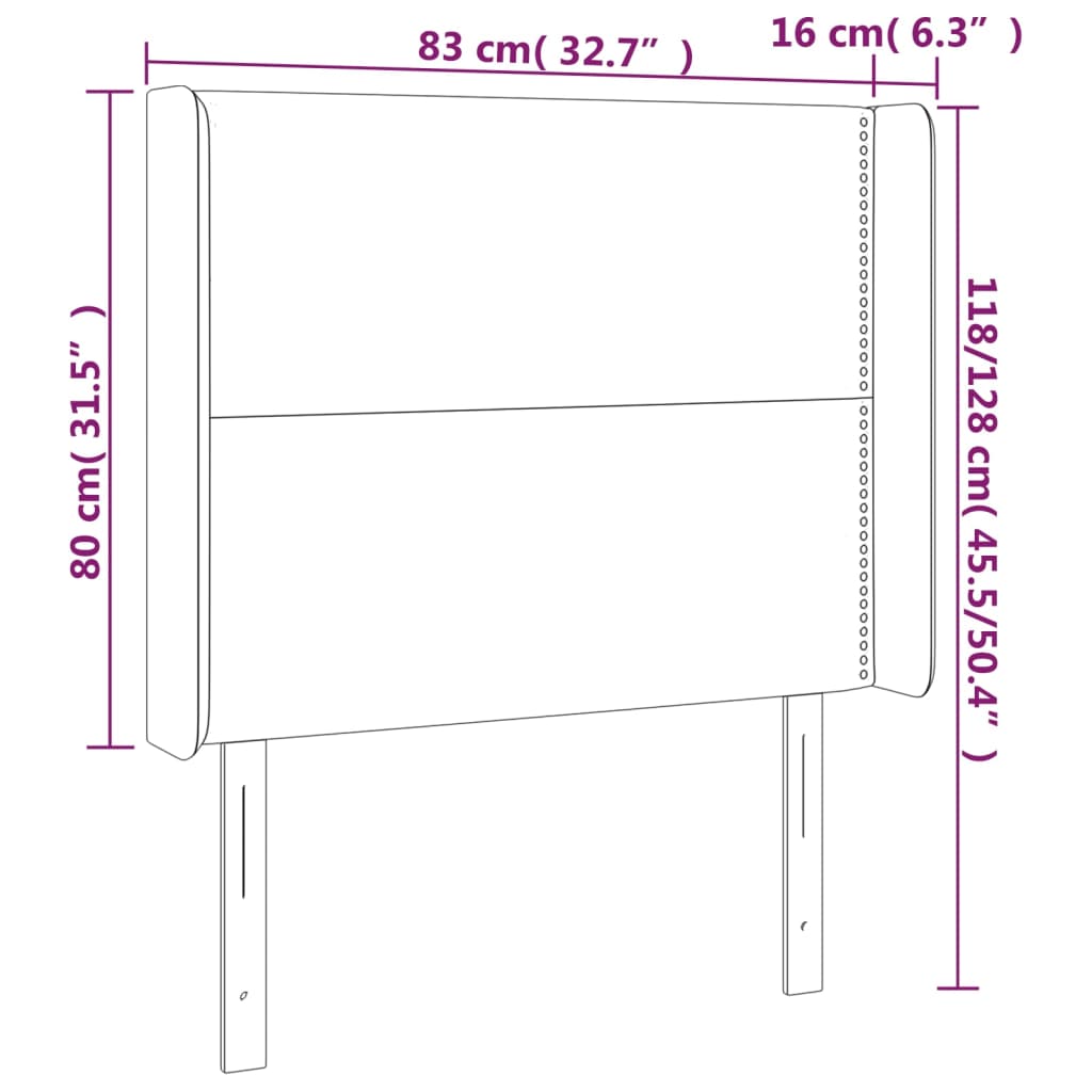 Čelo Postele Typu Ušák Růžové 83X16X118/128 Cm Samet