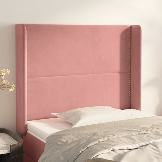 Čelo Postele Typu Ušák Růžové 93X16X118/128 Cm Samet