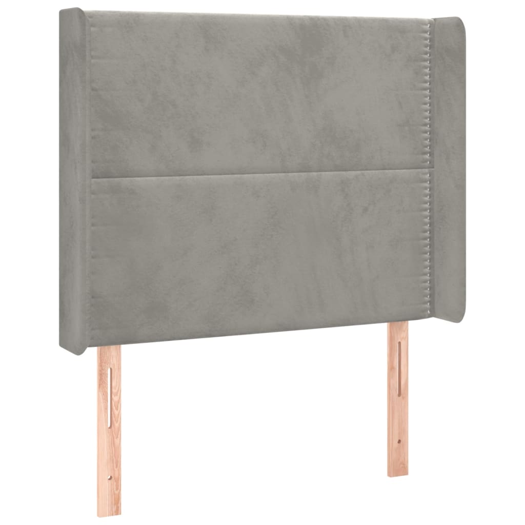Čelo Postele Typu Ušák Světle Šedé 103X16X118/128 Cm Samet