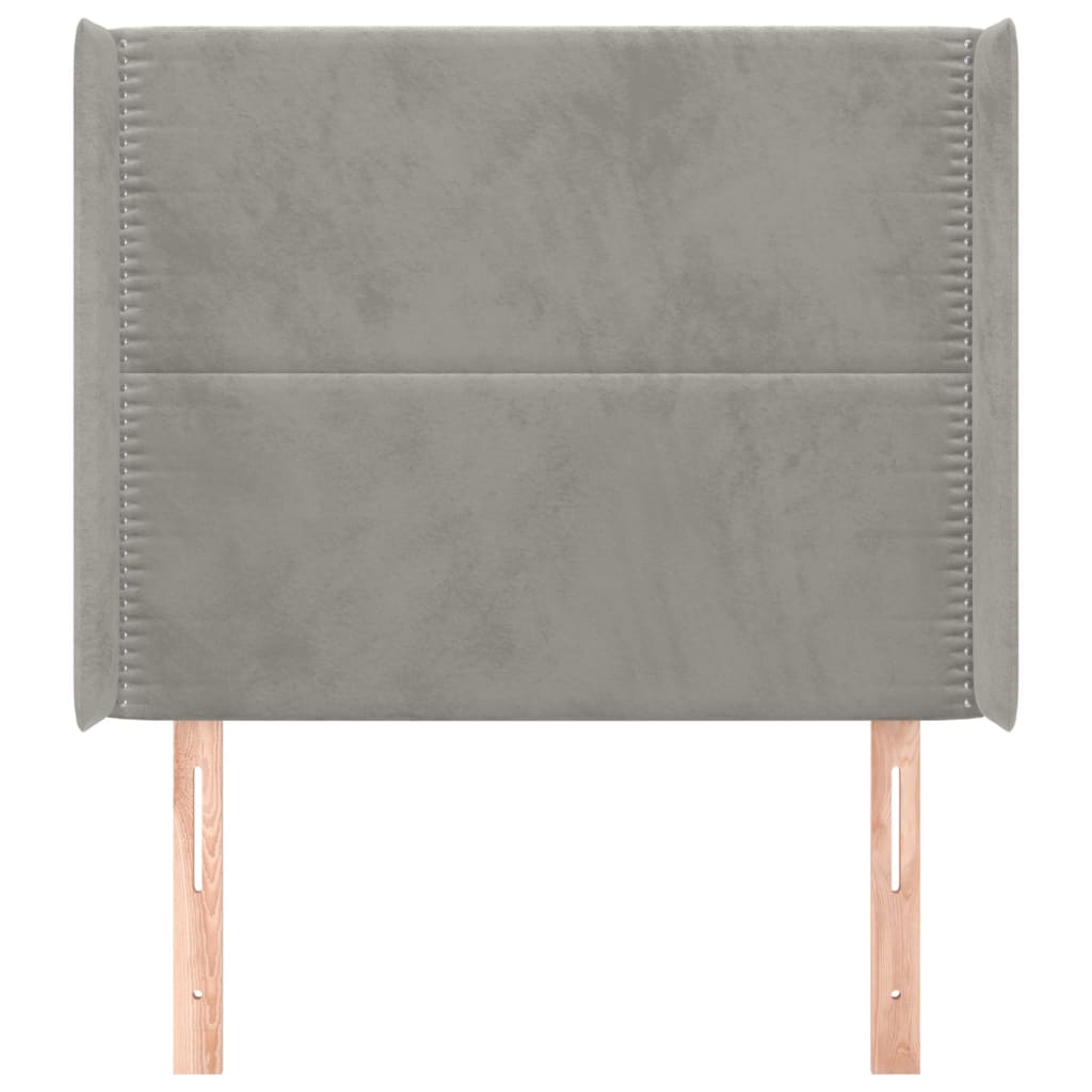 Čelo Postele Typu Ušák Světle Šedé 103X16X118/128 Cm Samet