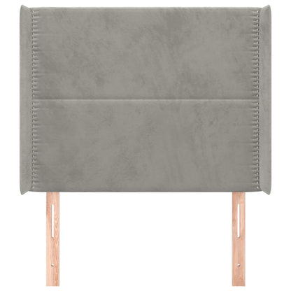 Čelo Postele Typu Ušák Světle Šedé 103X16X118/128 Cm Samet
