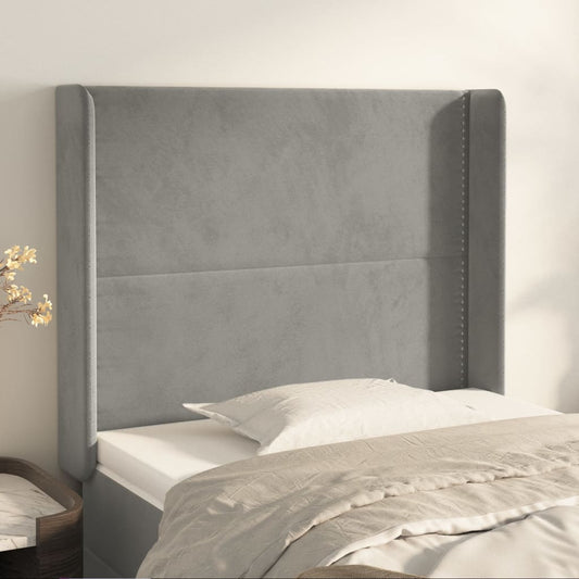 Čelo Postele Typu Ušák Světle Šedé 103X16X118/128 Cm Samet