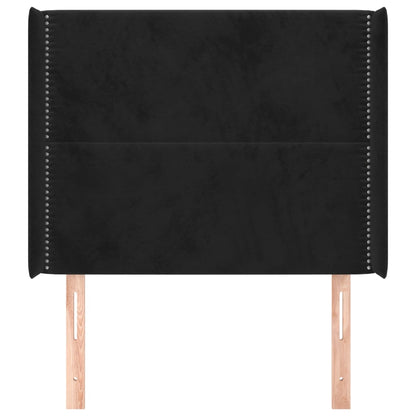 Čelo Postele Typu Ušák Černé 103X16X118/128 Cm Samet
