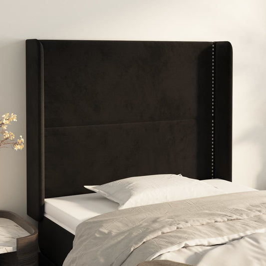 Čelo Postele Typu Ušák Černé 103X16X118/128 Cm Samet