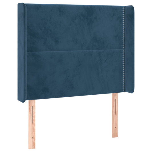 Čelo Postele Typu Ušák Tmavě Modrá 103X16X118/128 Cm Samet