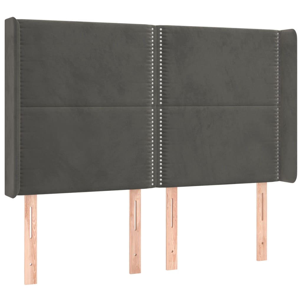 Čelo Postele Typu Ušák Tmavě Šedé 147X16X118/128 Cm Samet