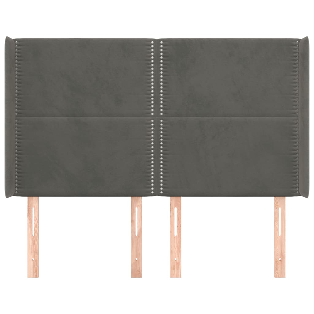Čelo Postele Typu Ušák Tmavě Šedé 147X16X118/128 Cm Samet
