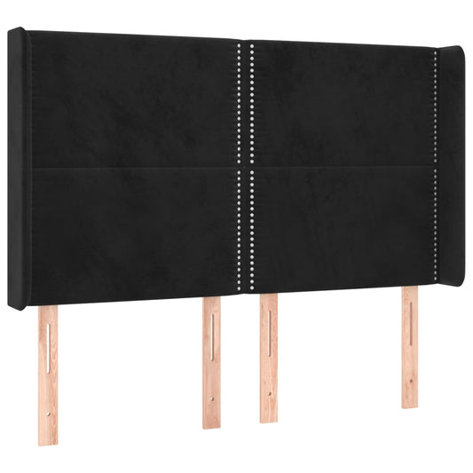 Čelo Postele Typu Ušák Černé 147X16X118/128 Cm Samet