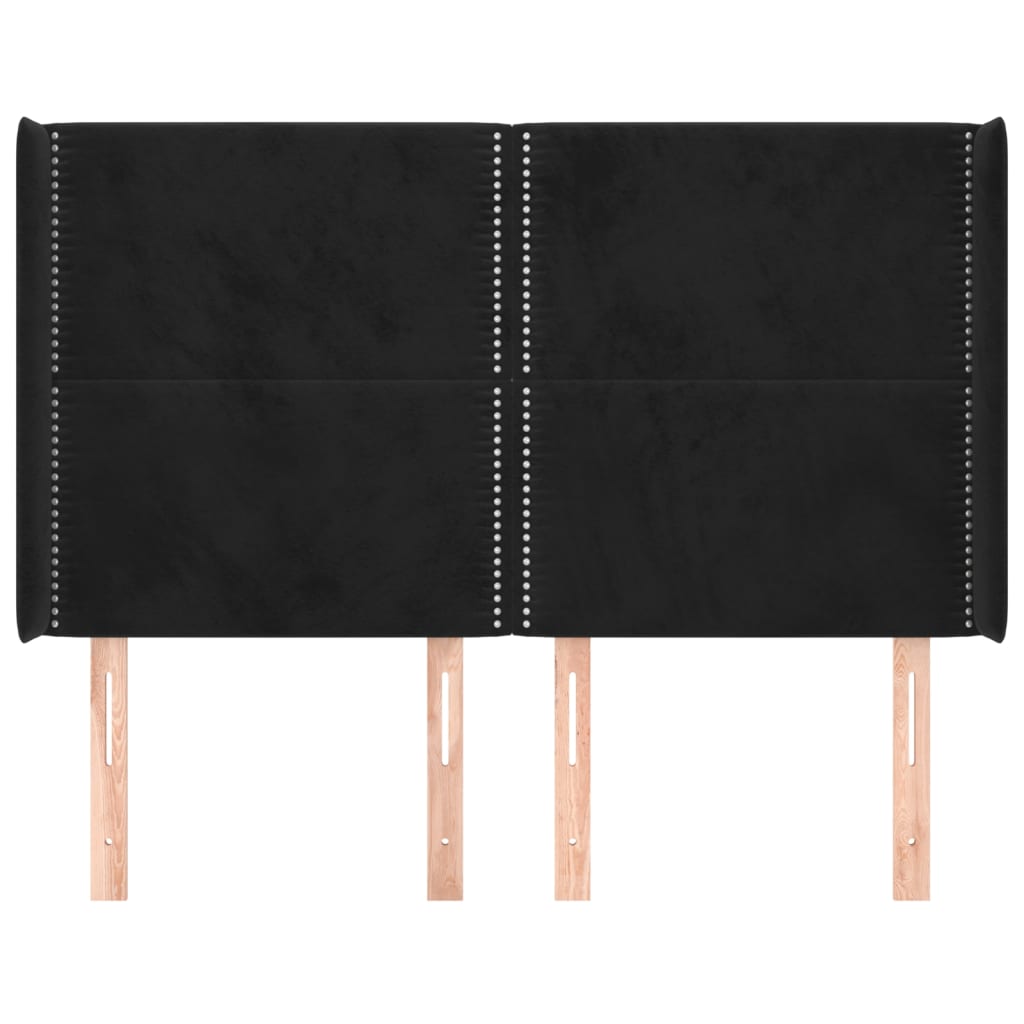 Čelo Postele Typu Ušák Černé 147X16X118/128 Cm Samet