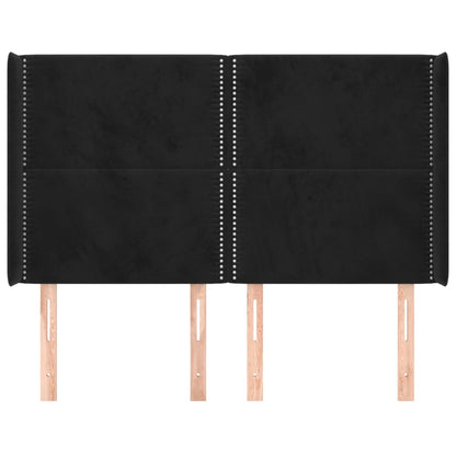 Čelo Postele Typu Ušák Černé 147X16X118/128 Cm Samet