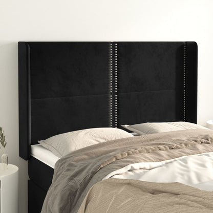 Čelo Postele Typu Ušák Černé 147X16X118/128 Cm Samet