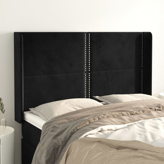 Čelo Postele Typu Ušák Černé 147X16X118/128 Cm Samet