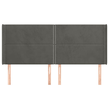 Čelo Postele Typu Ušák Tmavě Šedé 163X16X118/128 Cm Samet