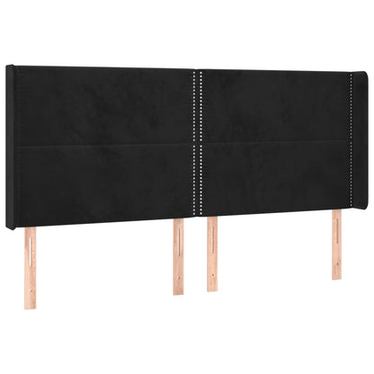Čelo Postele Typu Ušák Černé 163X16X118/128 Cm Samet