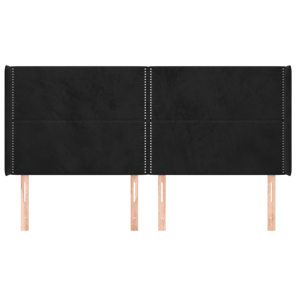 Čelo Postele Typu Ušák Černé 163X16X118/128 Cm Samet