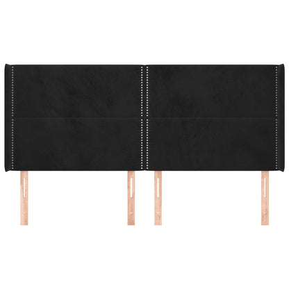 Čelo Postele Typu Ušák Černé 163X16X118/128 Cm Samet