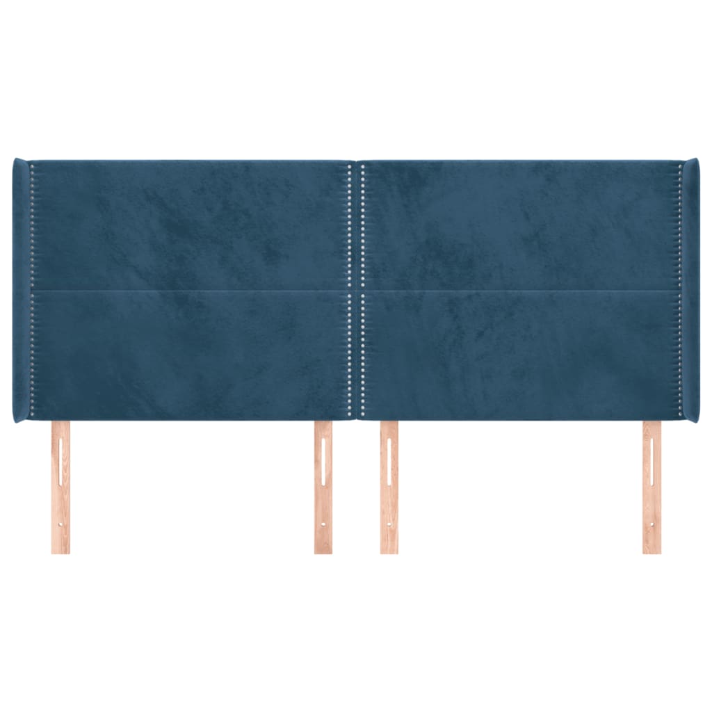 Čelo Postele Typu Ušák Tmavě Modrá 163X16X118/128 Cm Samet