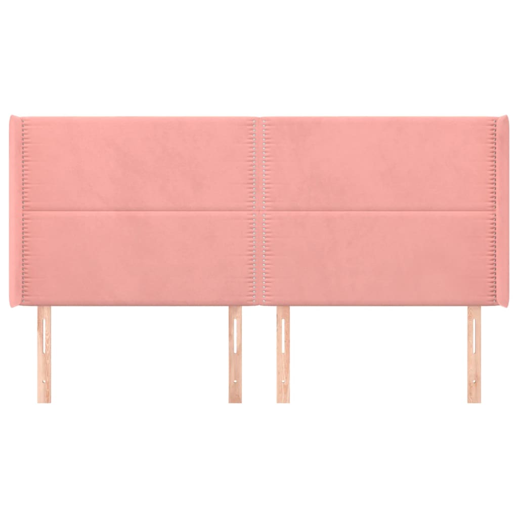 Čelo Postele Typu Ušák Růžové 163X16X118/128 Cm Samet