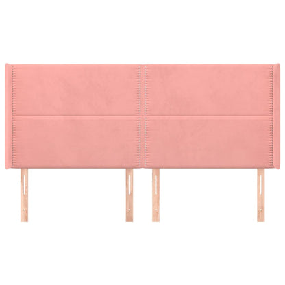 Čelo Postele Typu Ušák Růžové 163X16X118/128 Cm Samet