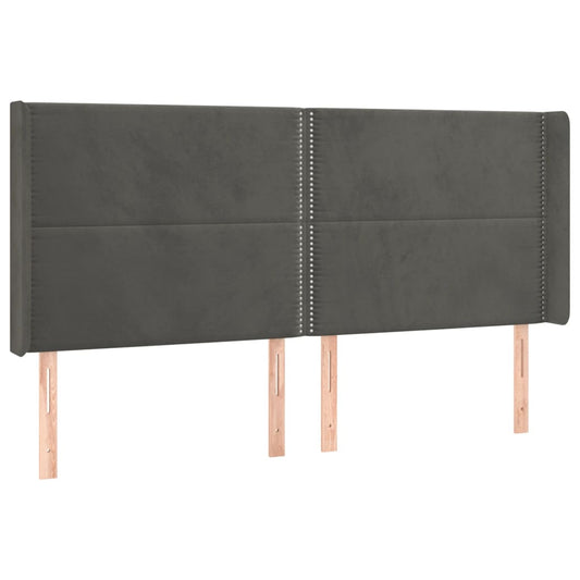 Čelo Postele Typu Ušák Tmavě Šedé 183X16X118/128 Cm Samet