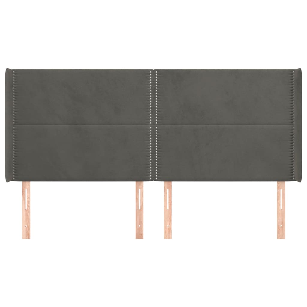 Čelo Postele Typu Ušák Tmavě Šedé 183X16X118/128 Cm Samet