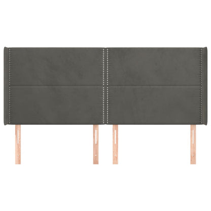 Čelo Postele Typu Ušák Tmavě Šedé 183X16X118/128 Cm Samet