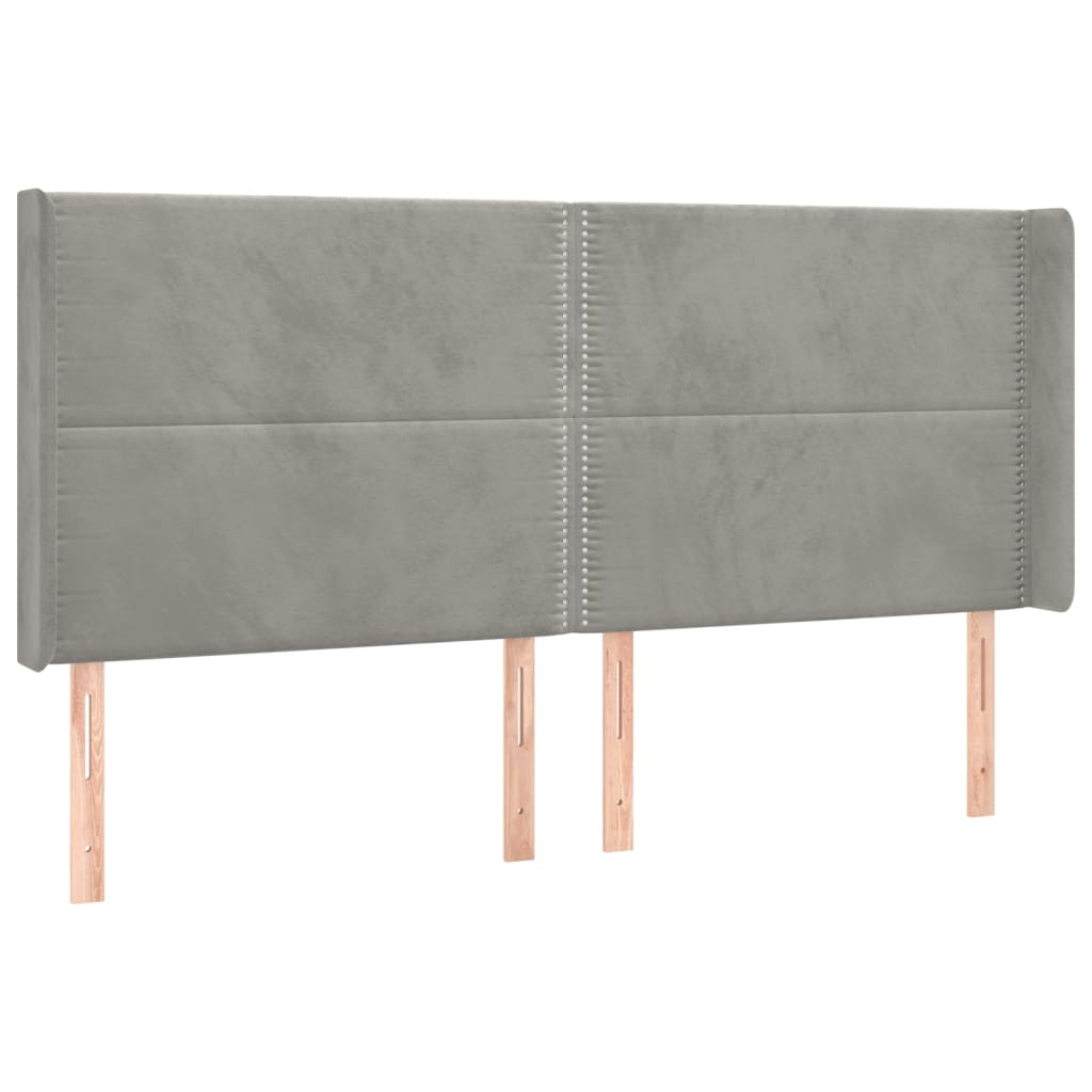 Čelo Postele Typu Ušák Světle Šedé 203X16X118/128 Cm Samet