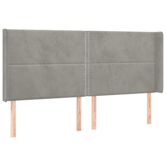 Čelo Postele Typu Ušák Světle Šedé 203X16X118/128 Cm Samet