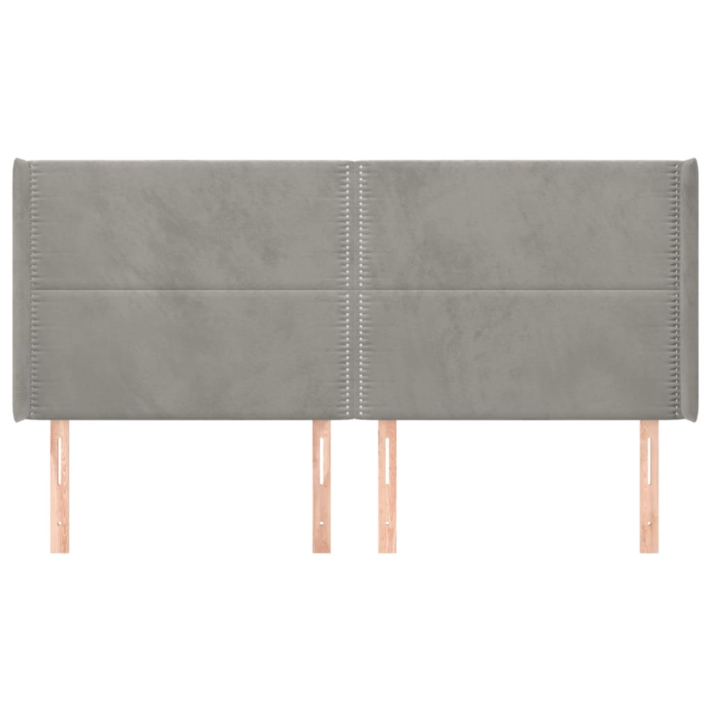 Čelo Postele Typu Ušák Světle Šedé 203X16X118/128 Cm Samet