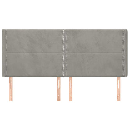 Čelo Postele Typu Ušák Světle Šedé 203X16X118/128 Cm Samet