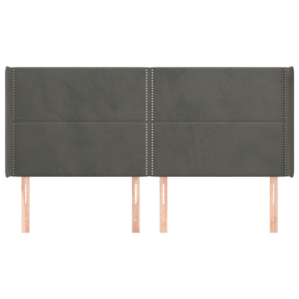 Čelo Postele Typu Ušák Tmavě Šedé 203X16X118/128 Cm Samet