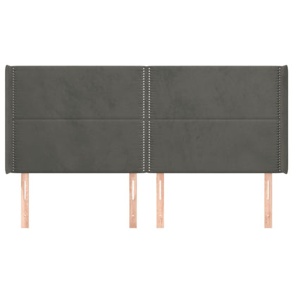 Čelo Postele Typu Ušák Tmavě Šedé 203X16X118/128 Cm Samet