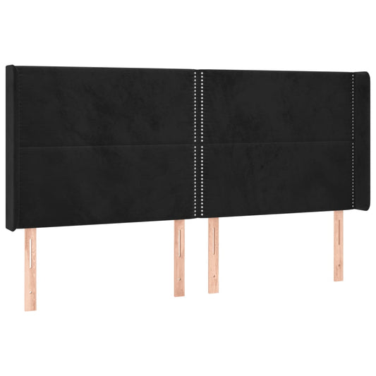 Čelo Postele Typu Ušák Černé 203X16X118/128 Cm Samet