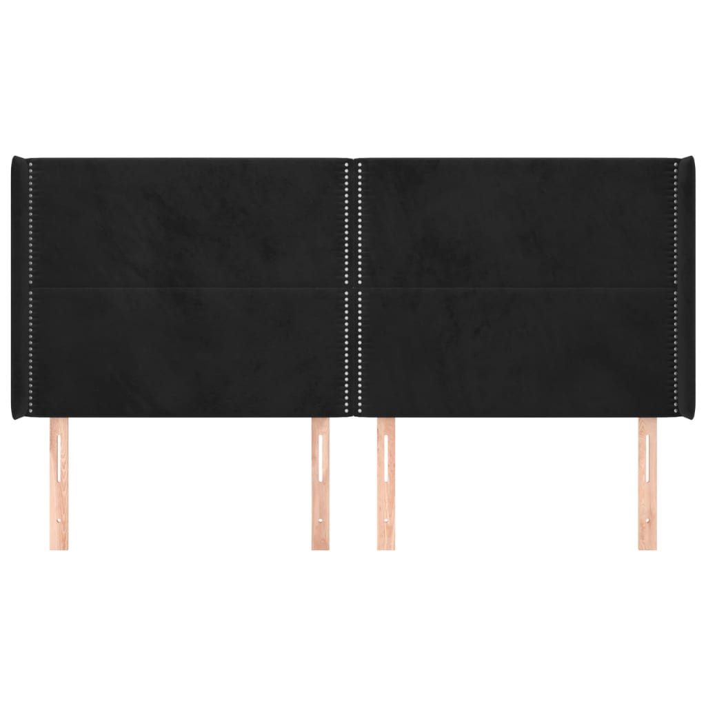 Čelo Postele Typu Ušák Černé 203X16X118/128 Cm Samet