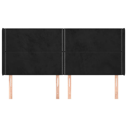 Čelo Postele Typu Ušák Černé 203X16X118/128 Cm Samet