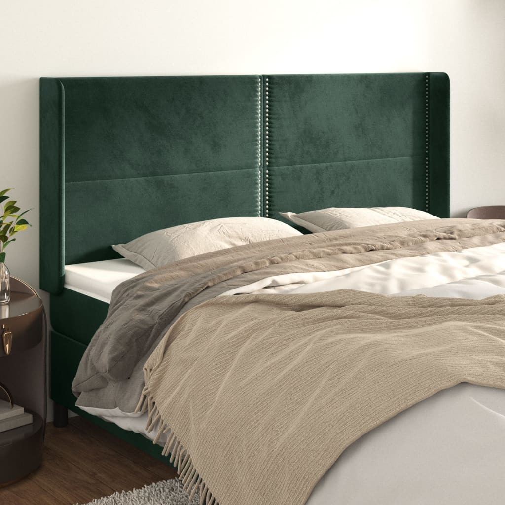 Čelo Postele Typu Ušák Tmavě Zelená 203X16X118/128 Cm Samet