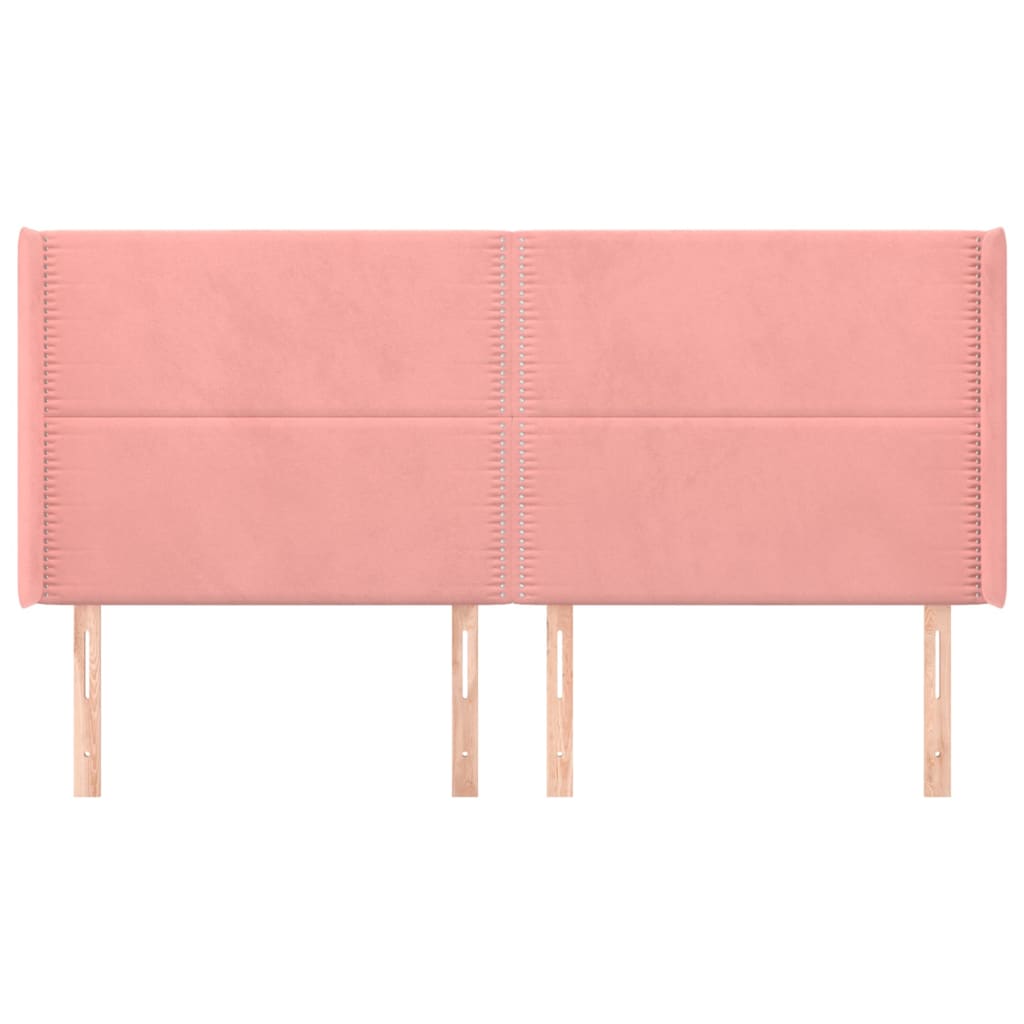Čelo Postele Typu Ušák Růžové 203X16X118/128 Cm Samet