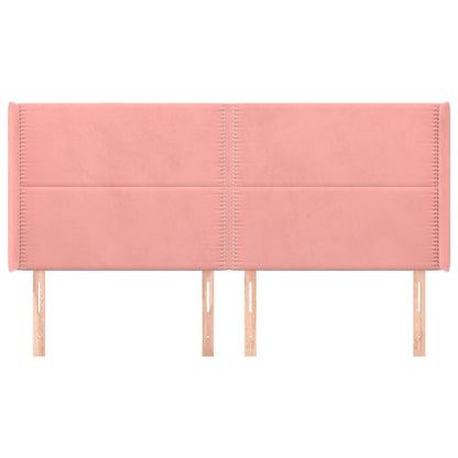 Čelo Postele Typu Ušák Růžové 203X16X118/128 Cm Samet