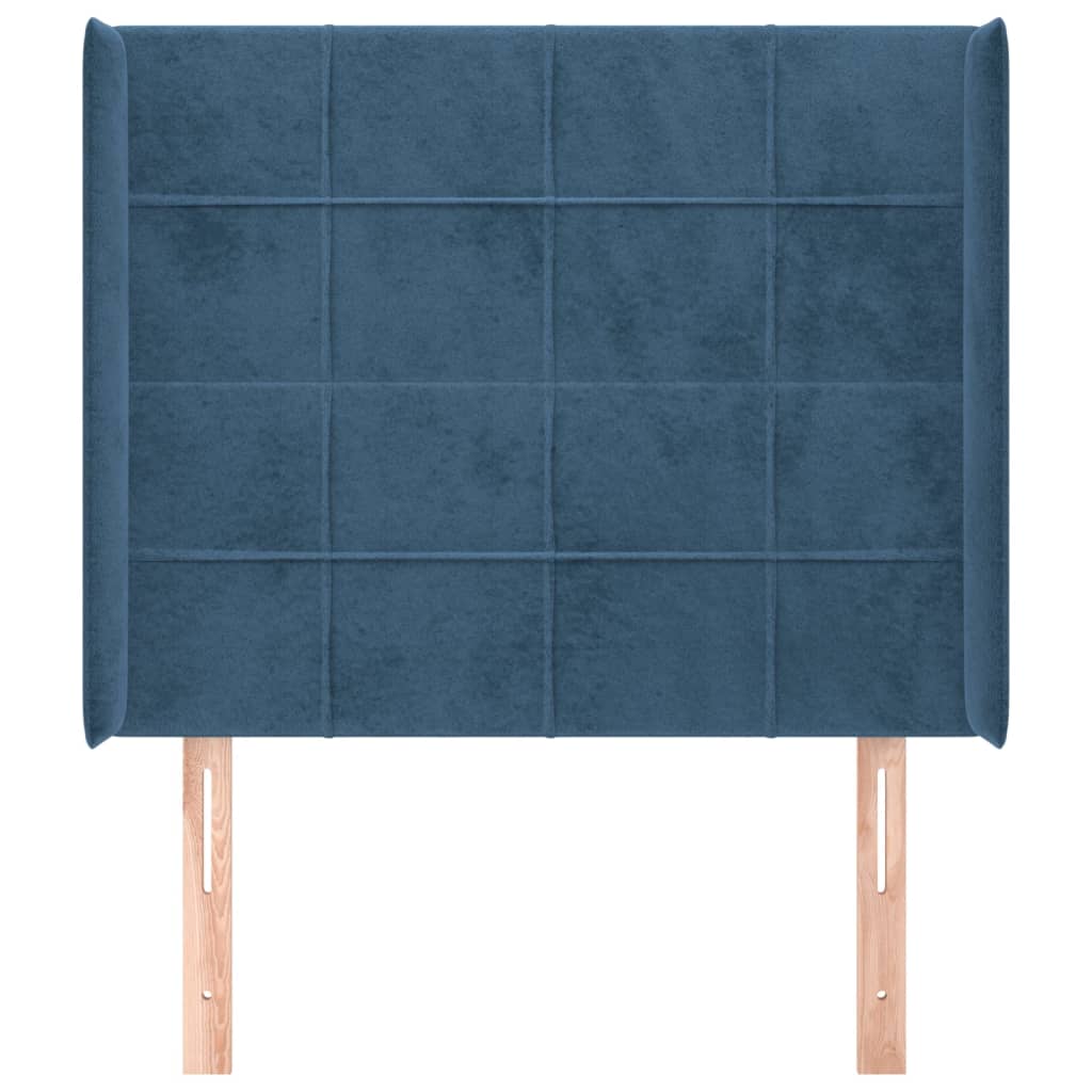 Čelo Postele Typu Ušák Tmavě Modrá 83X16X118/128 Cm Samet