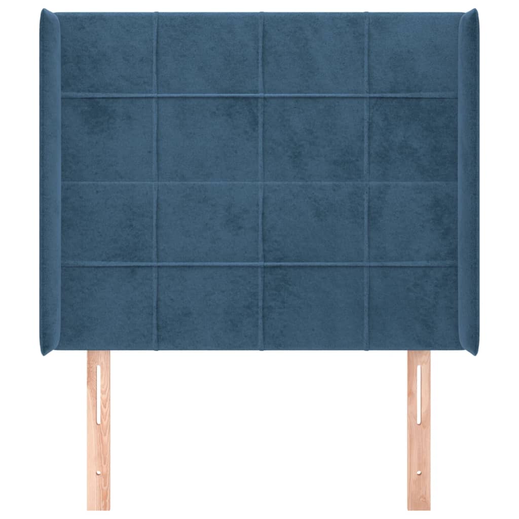 Čelo Postele Typu Ušák Tmavě Modrá 93X16X118/128 Cm Samet