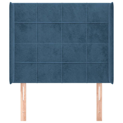 Čelo Postele Typu Ušák Tmavě Modrá 93X16X118/128 Cm Samet