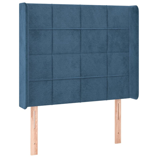 Čelo Postele Typu Ušák Tmavě Modrá 103X16X118/128 Cm Samet