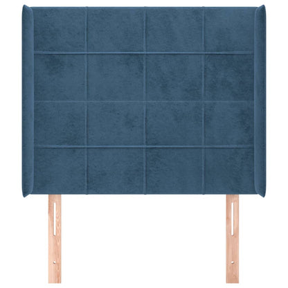 Čelo Postele Typu Ušák Tmavě Modrá 103X16X118/128 Cm Samet
