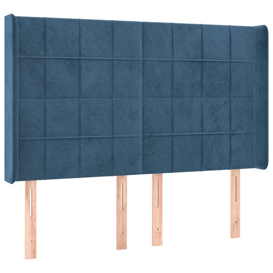 Čelo Postele Typu Ušák Tmavě Modrá 147X16X118/128 Cm Samet
